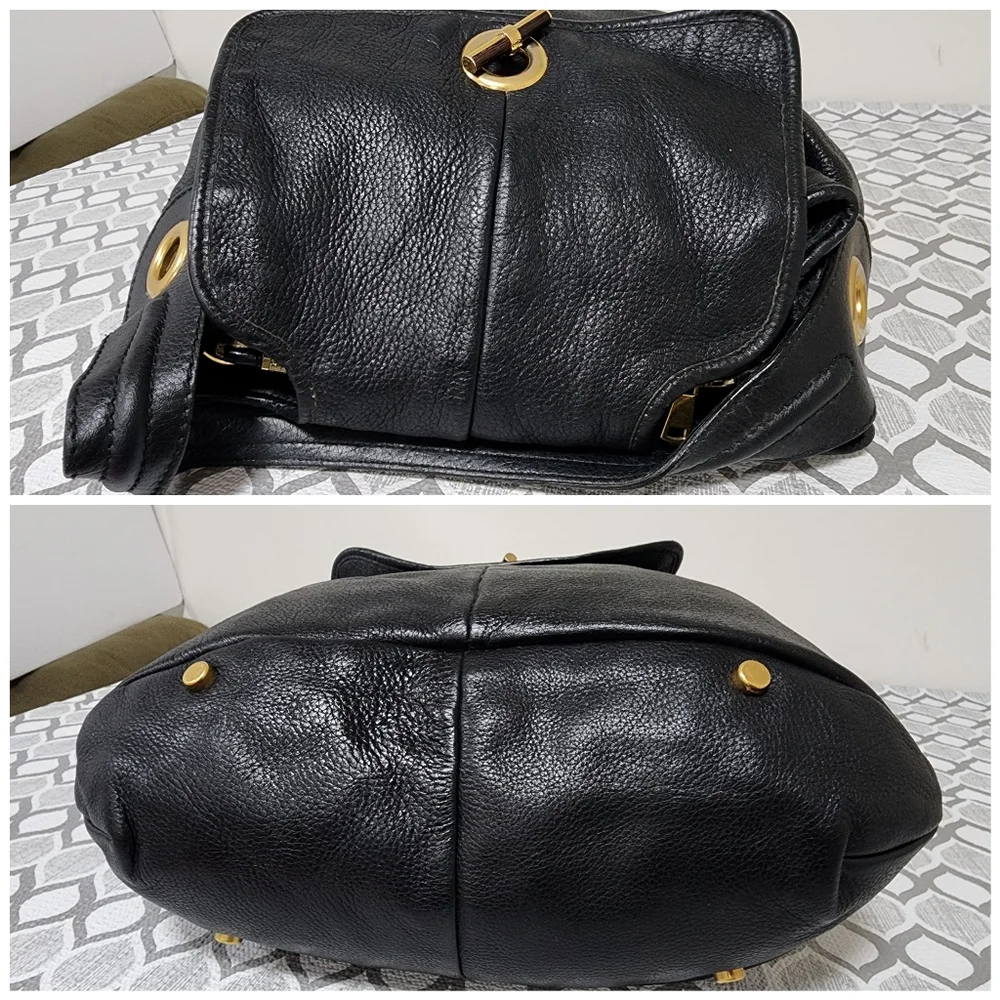 Yves Saint Laurent Vintage Capri Grain Leather Hobo Bag Black